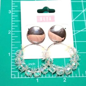 Beya Silver and White Dangle Loop Earrings